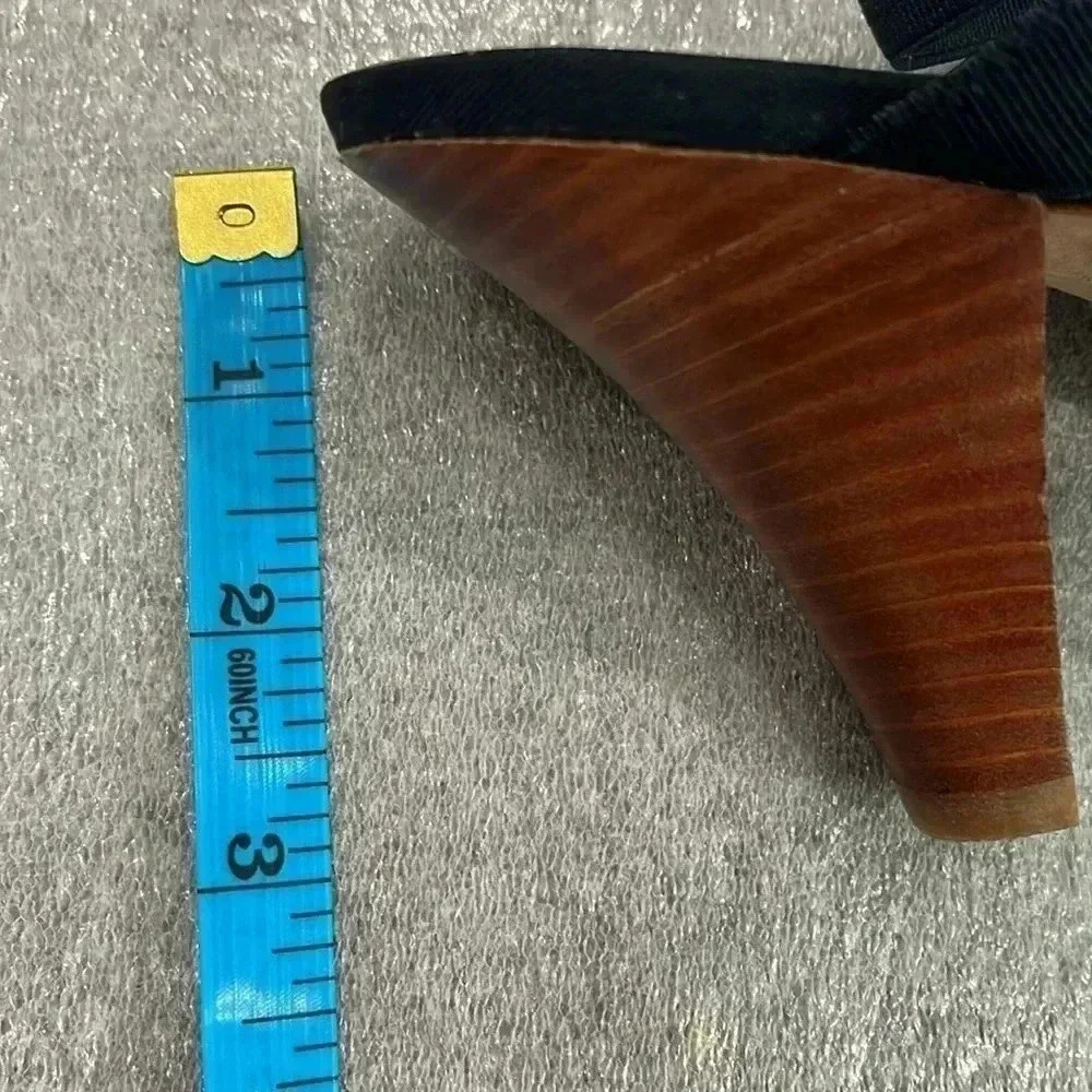 [8.5] Johnston & Murphy Chastity Wedge Blue Bow Ankle Strap Heel  Sandal - Picture 6 of 6